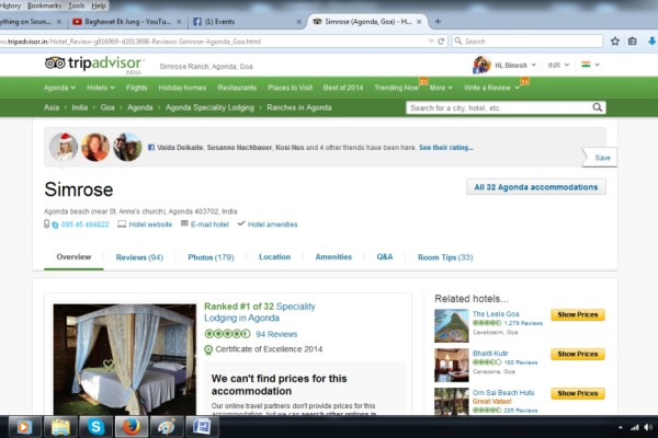 Simrose number 1 on Tripadvisor in Agonda