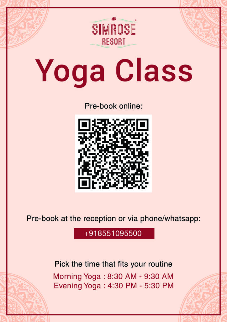 Pre-book your yoga class at Simrose